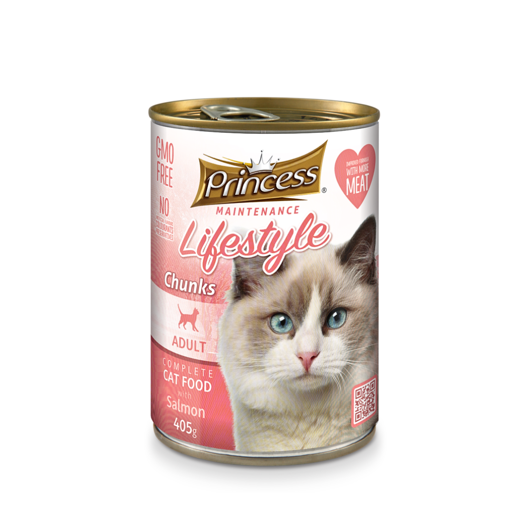 Бюджетна мокра храна за котки със сьомга в сос – Princess Lifestyle