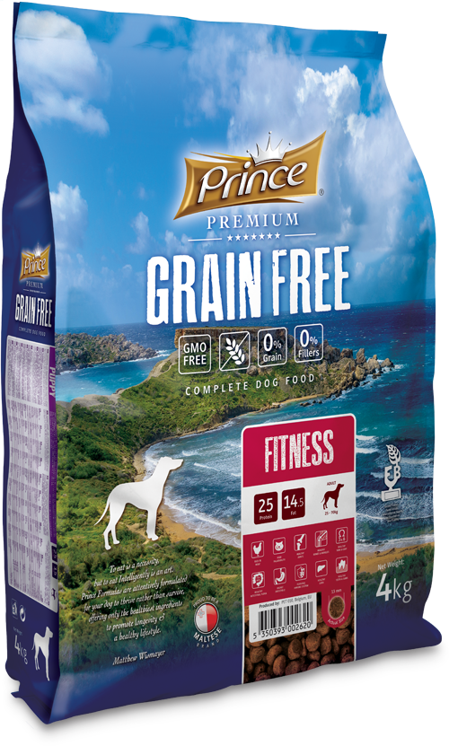 Беззърнена фитнес храна с пилешко и сьомга за кучета – Prince Fitness 500 гр