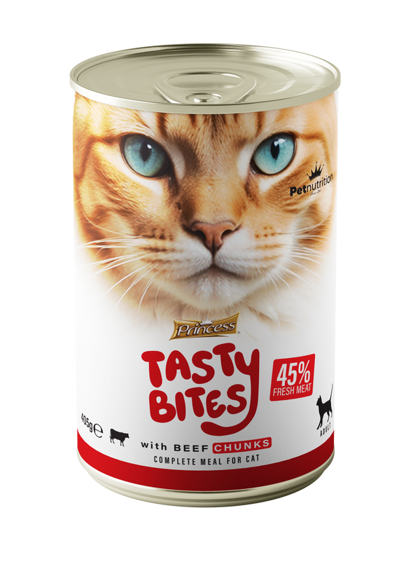 Консерва за котки с телешко PRINCESS Tasty Bites 405g