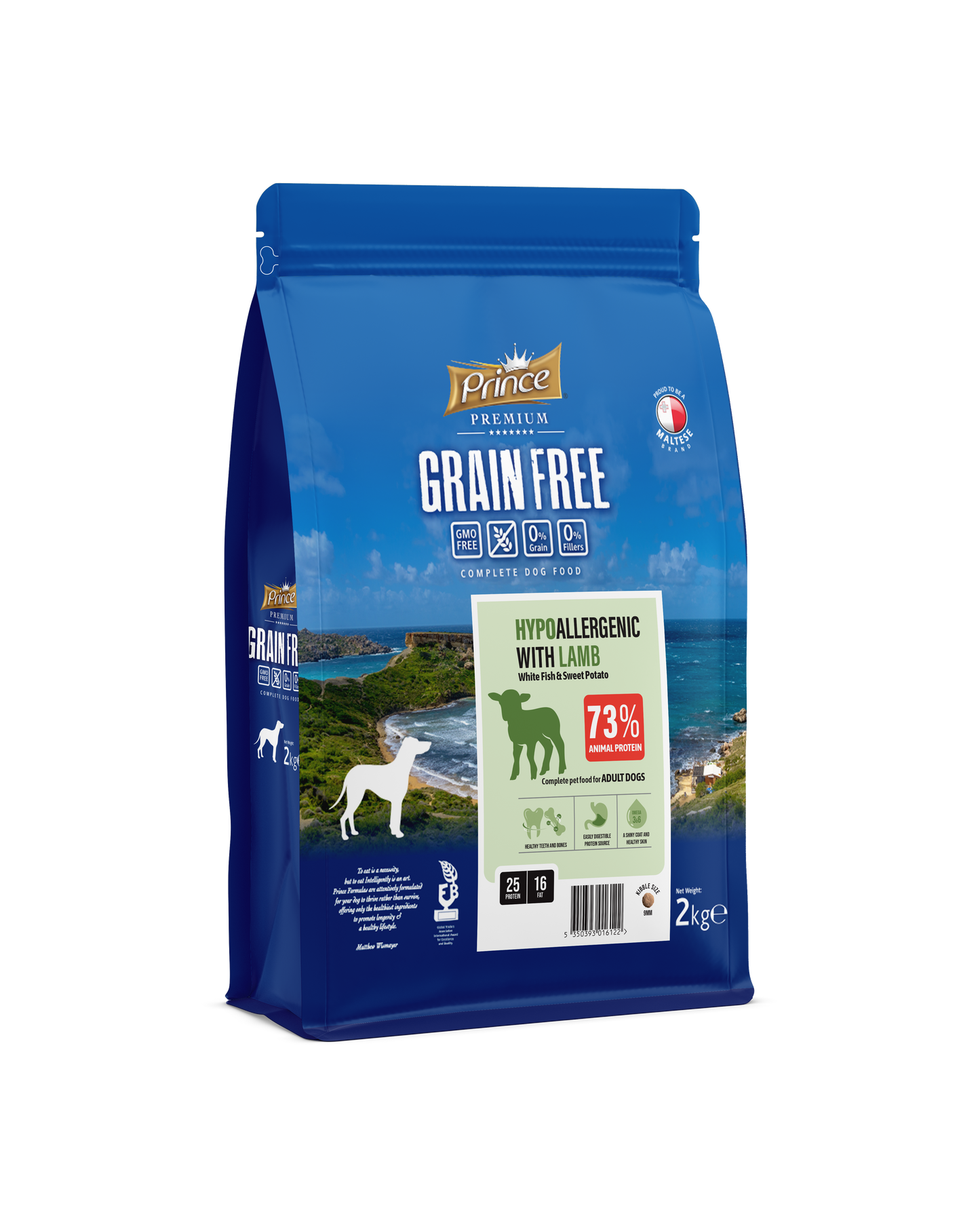 Хипоалергенни беззърнени гранули за кучета с агнешко и бяла риба PRINCE Grain Free Hypo Lamb 2kg/12kg
