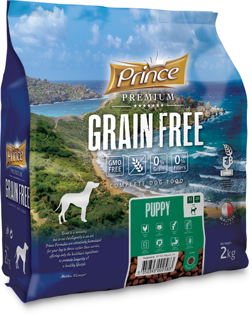 Беззърнени гранули за кученца малки и средни породи PRINCE Grain Free Puppy 500 гр